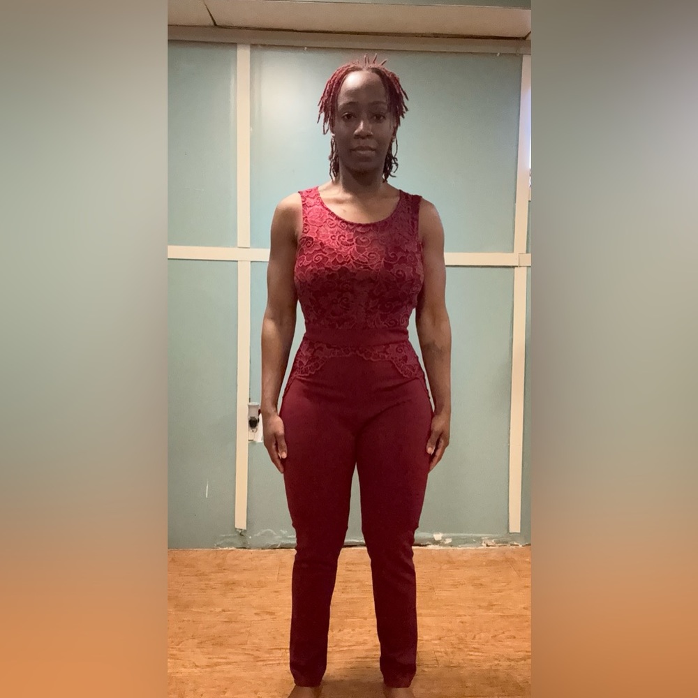 Burgundy Lace Jumpsuit